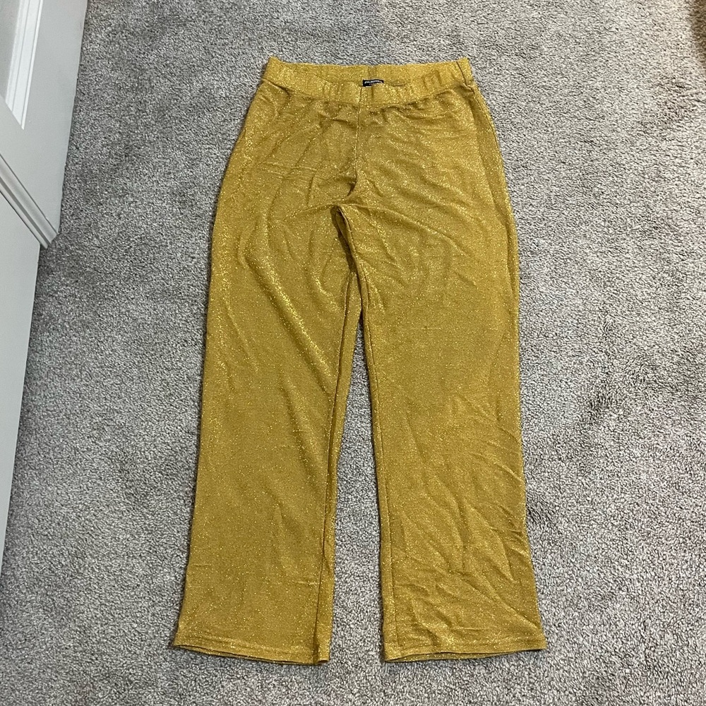 Calzedonia Gold sheer Shimmer Pants swim coverup small
